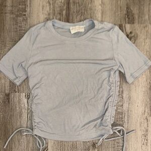 Dress Forum Sky Blue Ruched Short Sleeve Top